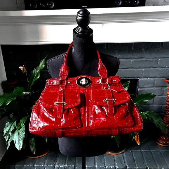 RARE/HTF LTD ED, XL COACH GARNET CROC EMBOSSED SATCHEL - Picture 4 of 6